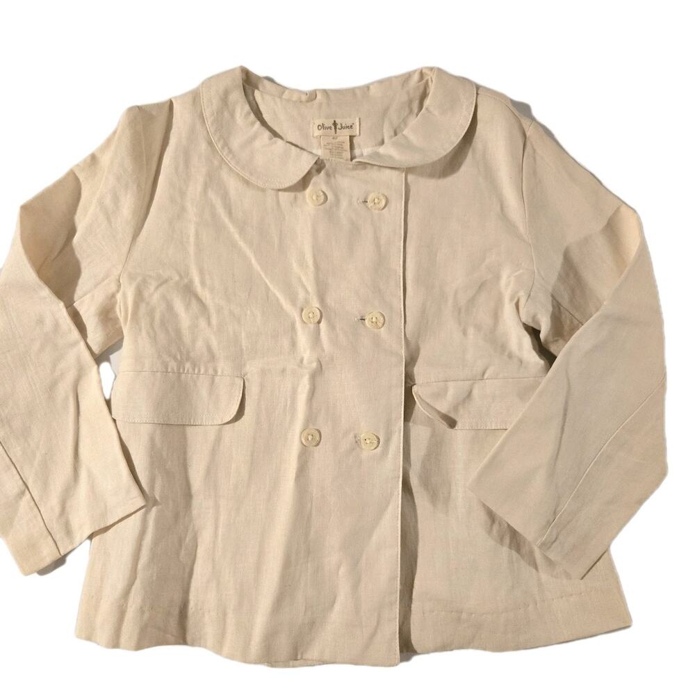 Olive Juice boutique toddler girl COAT Cream colored Size 4T‎ EUC- 100%COTTON
